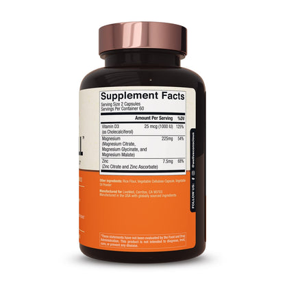 Live Conscious Magwell Magnesium Zinc & Vitamin D3 - Magnesium Glycinate, Malate, & Citrate - Triple Supplement for Women & Men