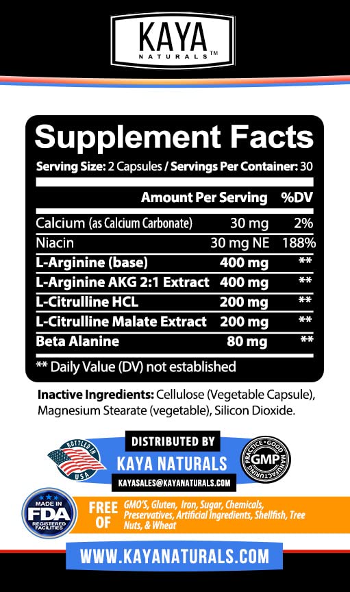 Kaya Naturals - Nitric Blast Potent All-Natural Herbal Supplement for Maximum Health Benefits | Pre-Workout | Increased Energy | Improved Nighttime Performance | - 60 Capsules