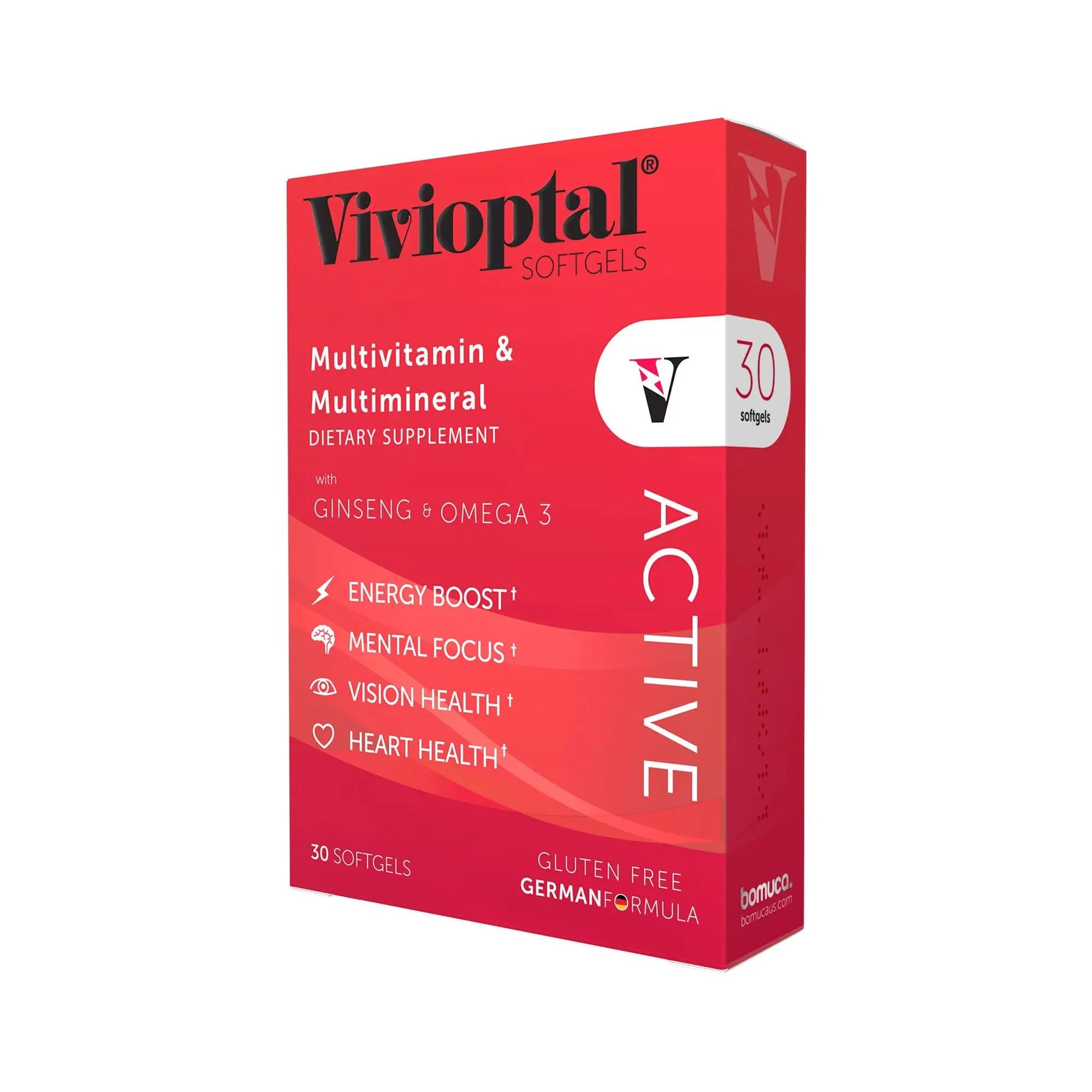 Vivioptal Active, 30 Softgels, Ginseng & Omega 3, Multivitamin & Multimineral, Gluten Free, German Formula Vivioptal VitaminsBuy Supplements Australia