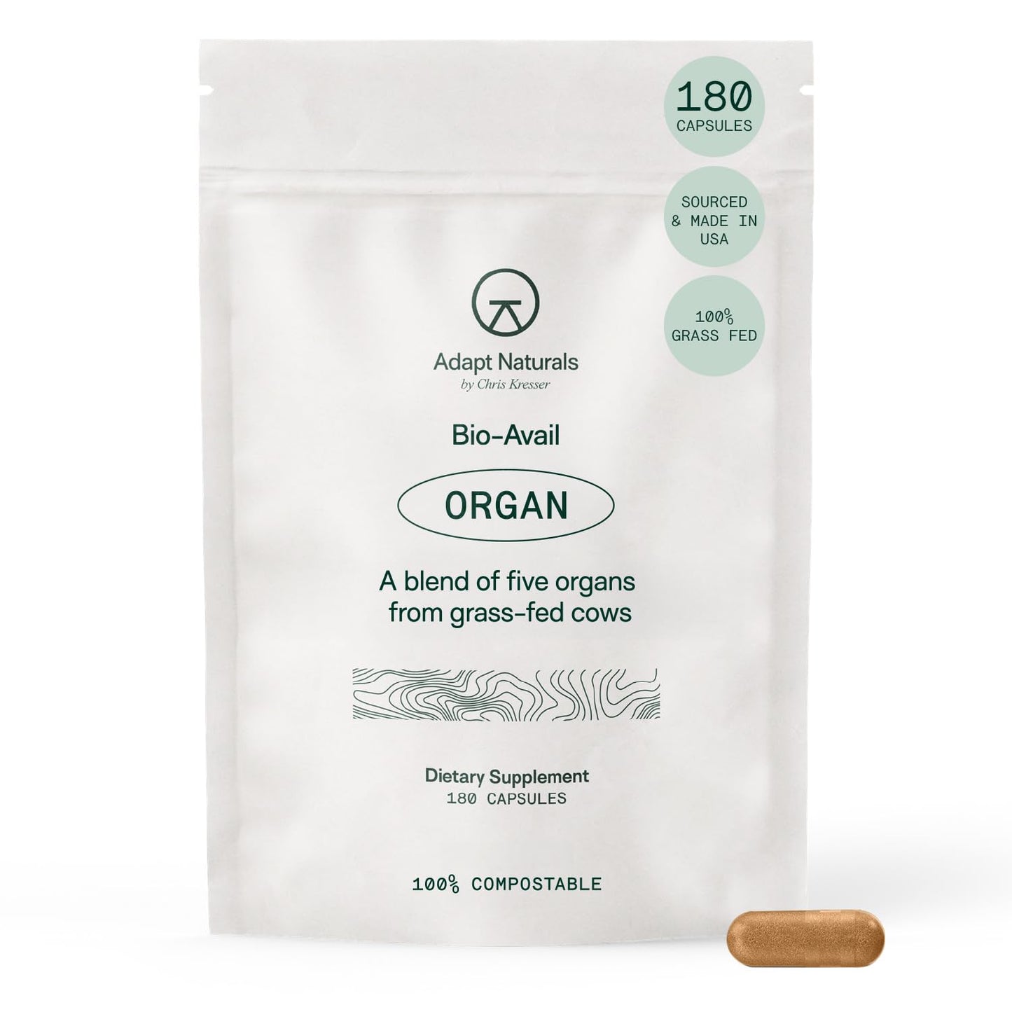 Adapt Naturals Organ Supplement, Bioavailable Grass Fed Beef Liver Capsules, Blend of Liver, Heart, Kidney, Pancreas & Spleen, Support Liver Cleanse Detox & Repair | Source of CoQ10-30 Days Supply ADAPT NATURALS BY CHRIS KRESSERBuy Supplements Australia