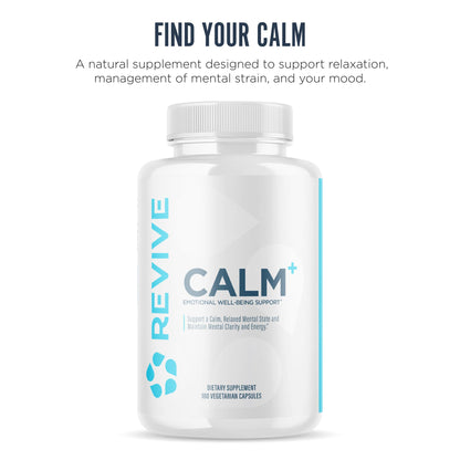 Revive MD Calm, Emotional Well-Being Support Supplement - Stress Management for Men & Women - Mood Enhancement Supplement Promotes Relaxation with L-Theanine, GABA & 5-HTP (180 Capsules, 30 Servings) ReviveBuy Supplements Australia