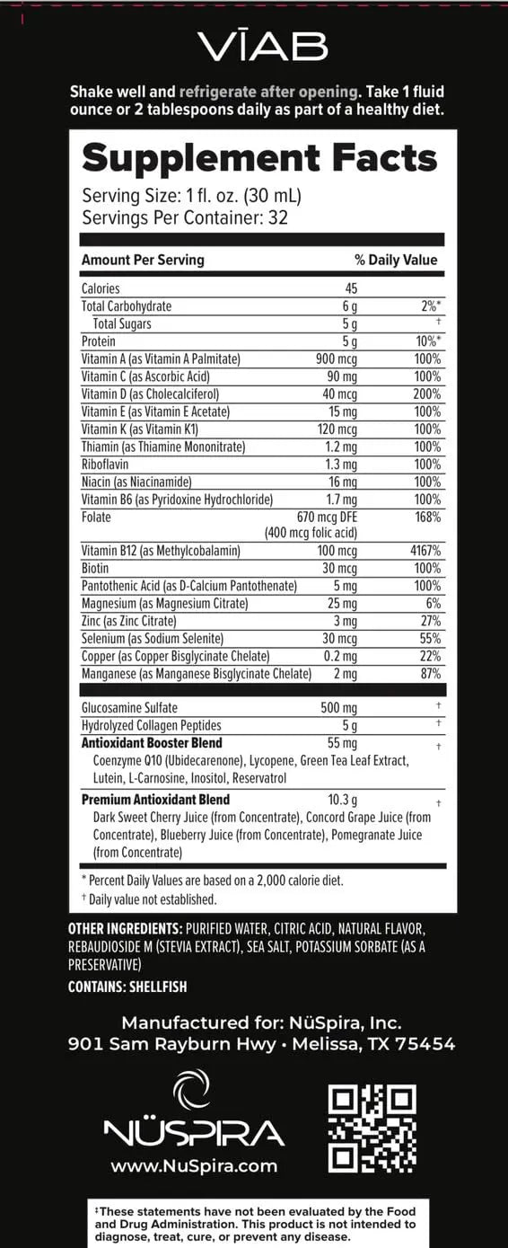 NüSpira - VĪAB Liquid Multi-Vitamin - Effortless Wellness for The Whole Family - Potent Blend of Vitamins & Minerals - Smooth Taste - 30oz NuSpiraBuy Supplements Australia