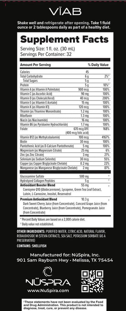 NüSpira - VĪAB Liquid Multi-Vitamin - Effortless Wellness for The Whole Family - Potent Blend of Vitamins & Minerals - Smooth Taste - 30oz NuSpiraBuy Supplements Australia