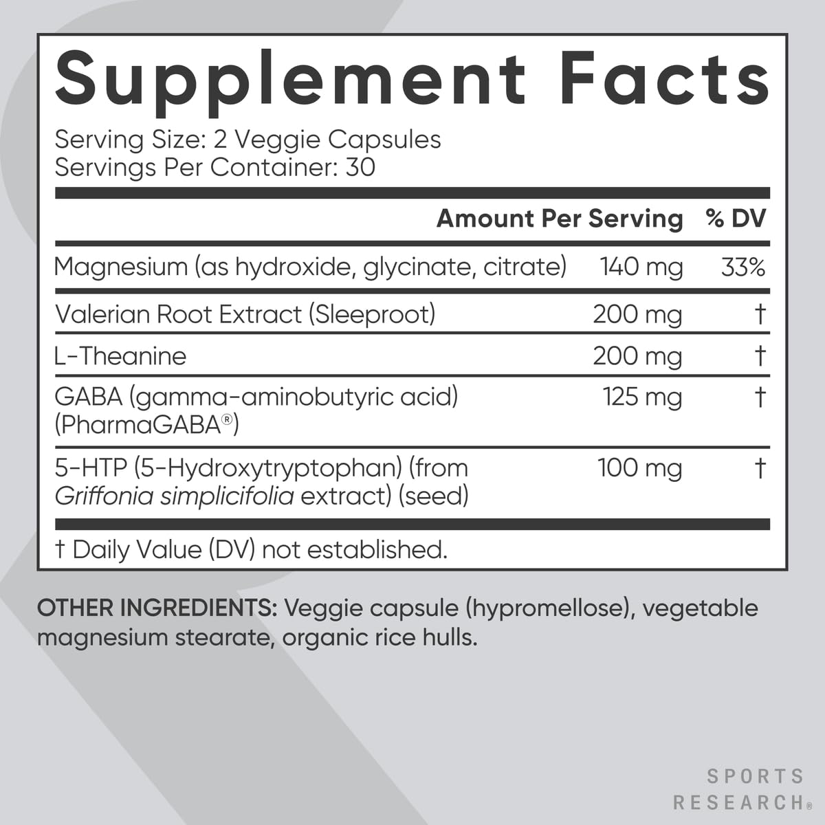 Sports Research® Sleep Complex- Melatonin-Free Vegan Capsules - with Valerian Root, GABA, L-Theanine, Magnesium & 5-HTP - 30 Servings Sports ResearchBuy Supplements Australia