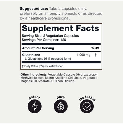Toniiq Ultra High Strength Glutathione Capsules - 1000mg Concentrated Formula - 98%+ ToniiqBuy Supplements Australia