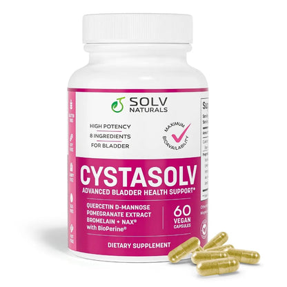 SOLV NATURALS CYSTASOLV Bladder & Pelvic Discomfort Formula - Enjoy Less Urgency & Flares* with Daily IC/BPS UTI Support – Premium Bladder & Urinary Support for Women & Men - 60 Vegan Capsules SOLV NATURALSBuy Supplements Australia