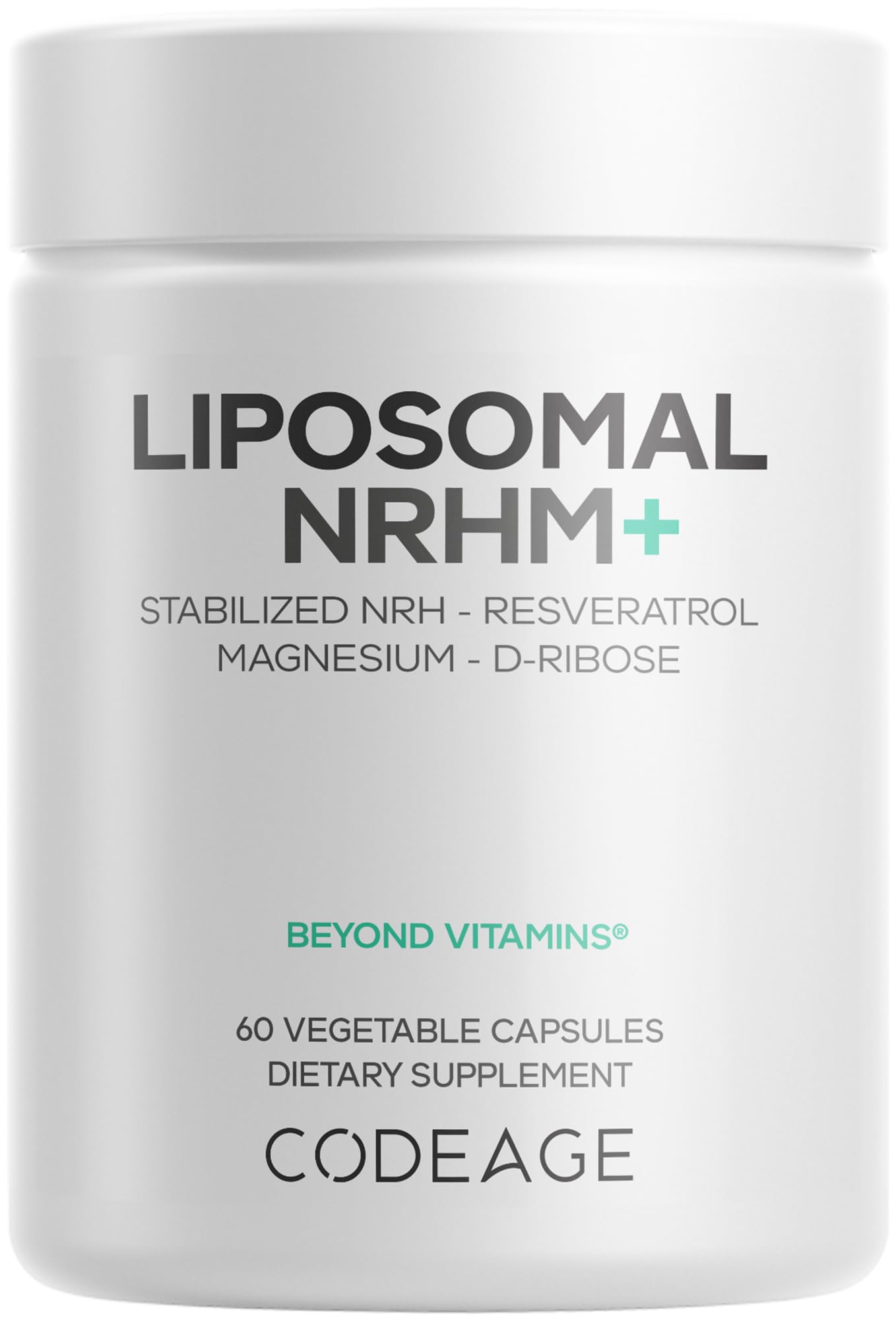 Codeage Liposomal NRHM+ Supplement - NRH Hydrogen Malate 300 mg, Resveratrol, D-Ribose & Quercetin - Vitamin C, Magnesium & Zinc - Liposomal Delivery - Non-GMO - 60 Capsules CodeageBuy Supplements Australia