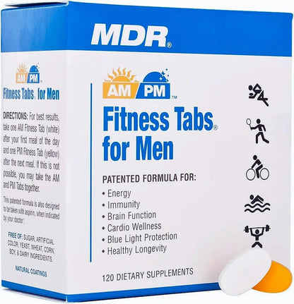 MDR Fitness Tabs Patented AM/PM Multivitamin for Men Doctor Formulated with Right Nutrients at The Right Time - Gluten Free - 2 Month Supply MDRBuy Supplements Australia