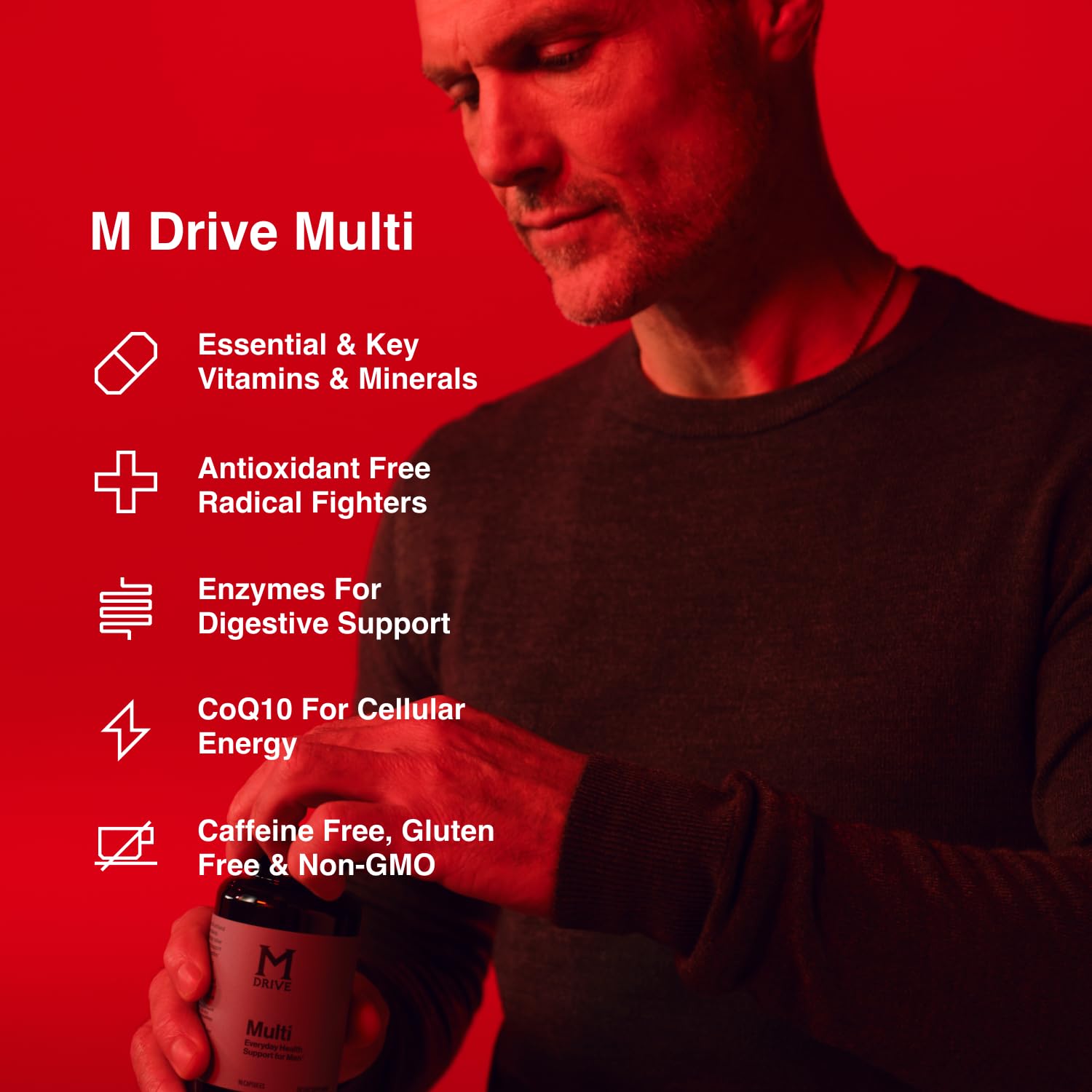 Mdrive Multivitamin for Men, Daily Multivitamin - Immune Health Support from Zinc, Selenium, Manganese & Vitamin D, Enzymes for Digestive Support, CoQ10 for Energy and Vitamin K2, 90 Capsules MdriveBuy Supplements Australia