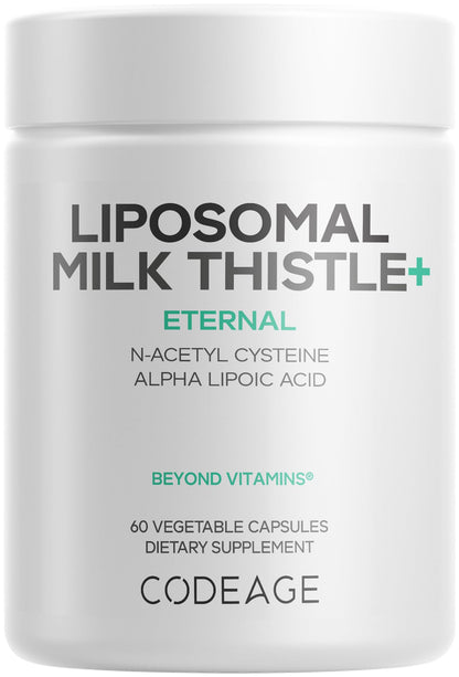 Codeage Liposomal Milk Thistle+ Supplement - Silymarin from Silybum Marianum, NAC, Artichoke Leaf, Dandelion Root, Alpha Lipoic Acid, BioPerine, Liposomal Delivery - Non-GMO - 60 Capsules CodeageBuy Supplements Australia