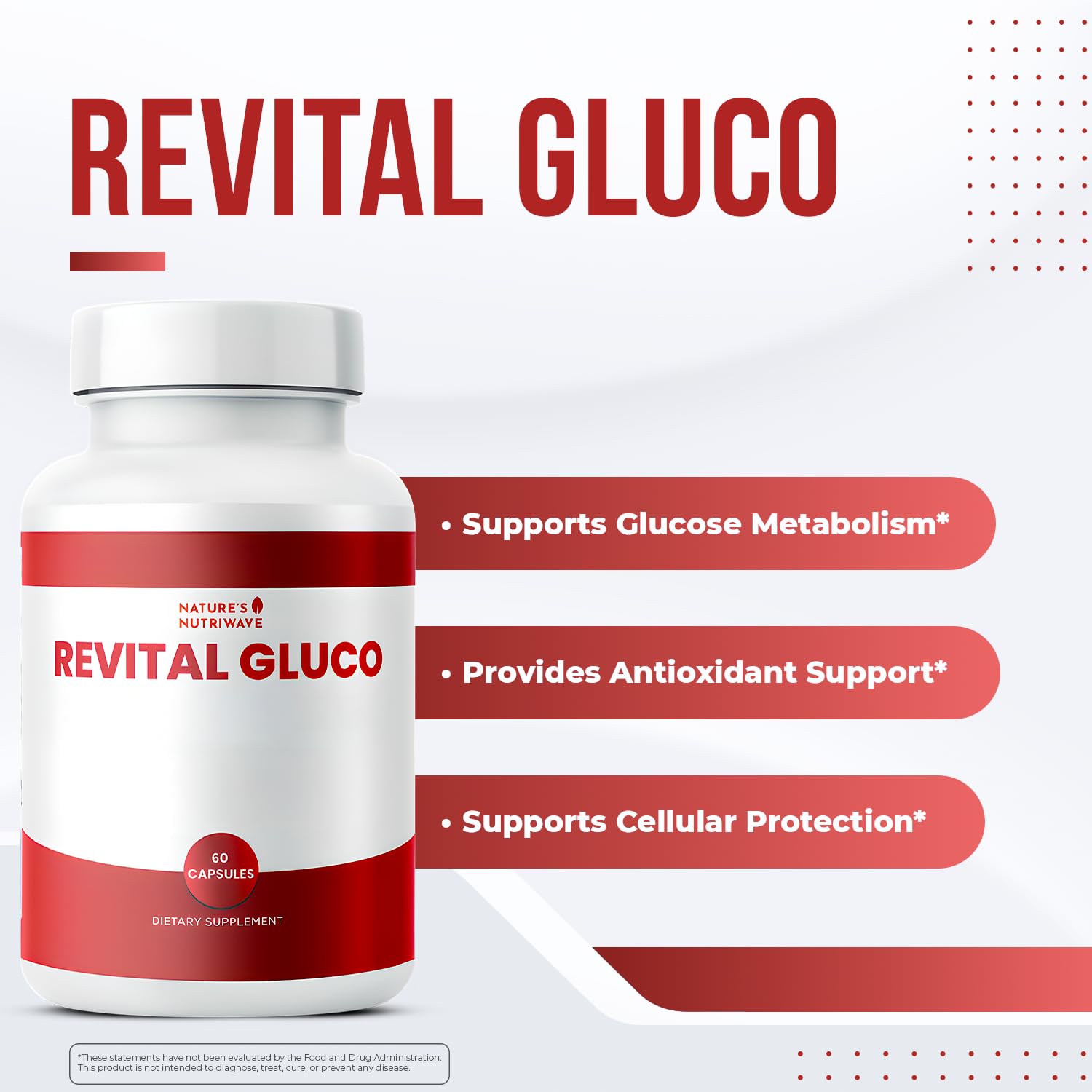 Revital Gluco – Daily Supplement with Vitamin C, Vitamin E, Magnesium, Biotin, Zinc & 10+ Botanical Ingredients – Made in USA, Non-GMO, Stimulant-Free Formula – 60 Caps (30 Servings), 1 Month Supply Nature’s NutriWaveBuy Supplements Australia