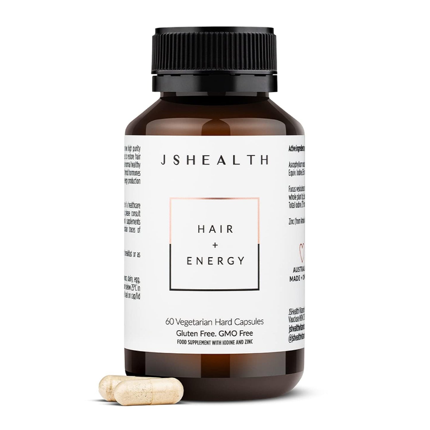JSHealth Hair Growth Vitamins for Women. Hair + Energy with Kelp Iodine and Zinc. Supports Thickness, Strength, Energy. Nutritionist-Formulated (60 Capsules) JSHealthBuy Supplements Australia