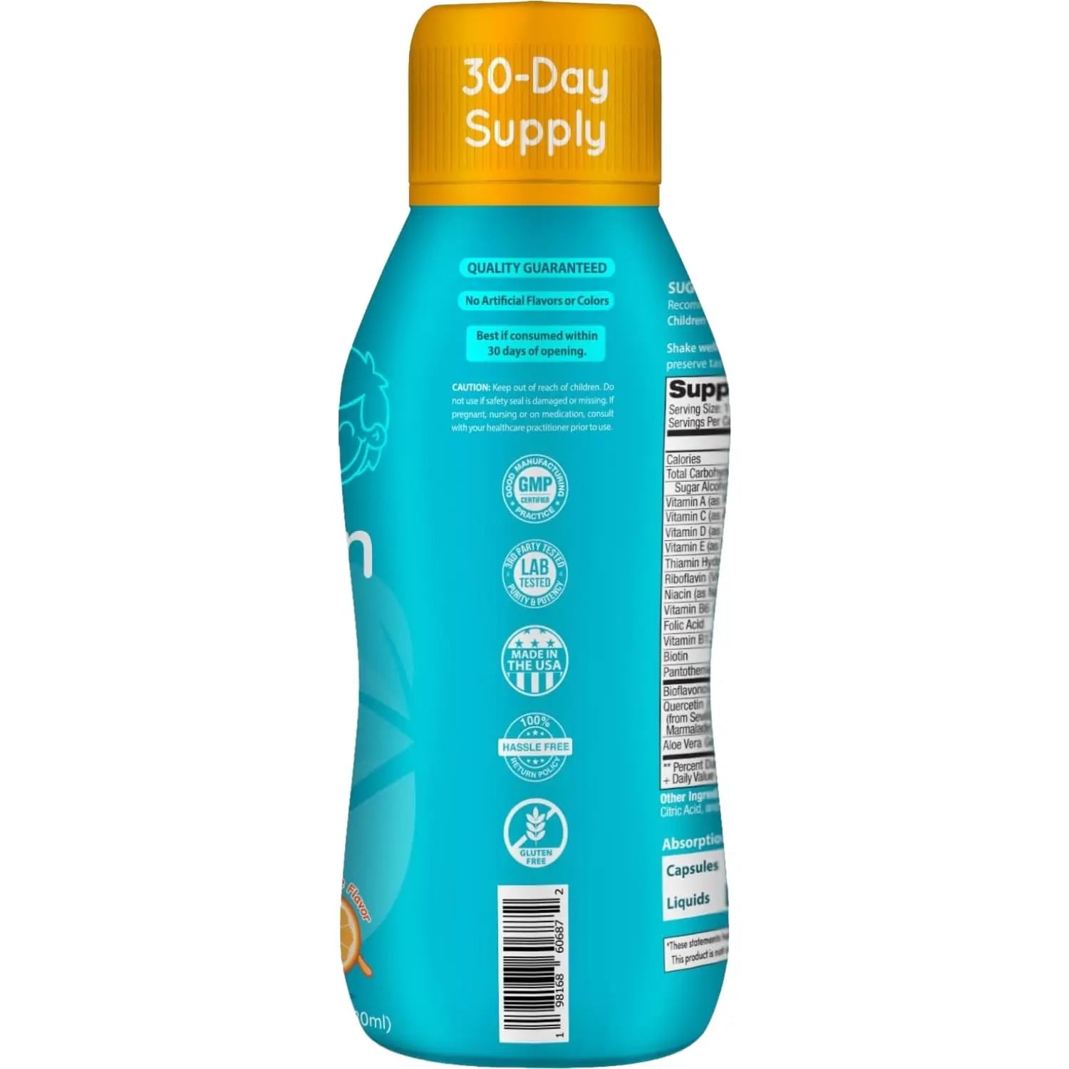 Sugar Free Liquid Multivitamin for Kids - High Absorption Kids Liquid Multivitamin with Vitamins A C D E & B Complex Plus Quercetin Immune Support Complex Clear FormulasBuy Supplements Australia