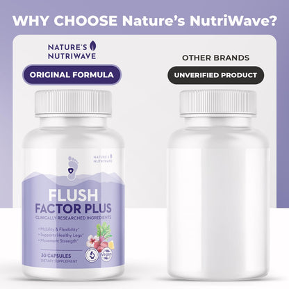 Nature’s NutriWave Flush Factor Plus - Original Formulated FlushFactorPlus for Leg Comfort, 100% Natural Ingredients, Made in USA, No Stimulants | 30 Capsules, 3 Month Supply Nature’s NutriWaveBuy Supplements Australia