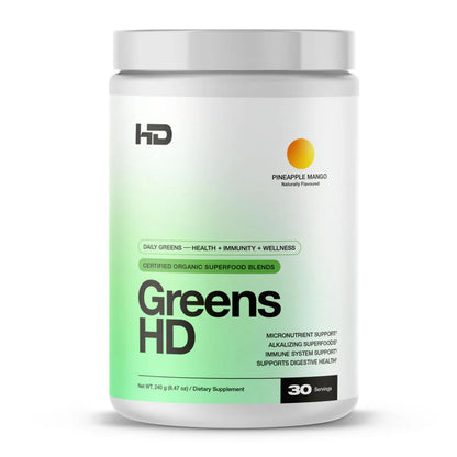 HD MUSCLE GreensHD Premium Daily Greens | Organic Superfood Blends | for Immune Support & Digestion | with Spirulina, Chlorella, & Adaptogenic Herbs | 30 Servings (Pineapple Mango) HD MUSCLEBuy Supplements Australia