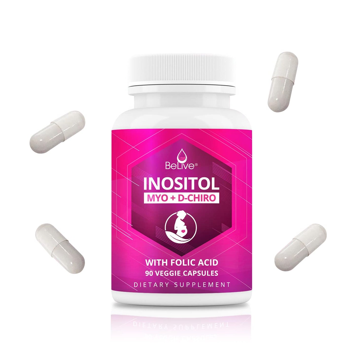 Myo-Inositol & D-Chiro Inositol Capsules with Folic Acid for PCOS | Prenatal Fertility BeLiveBuy Supplements Australia