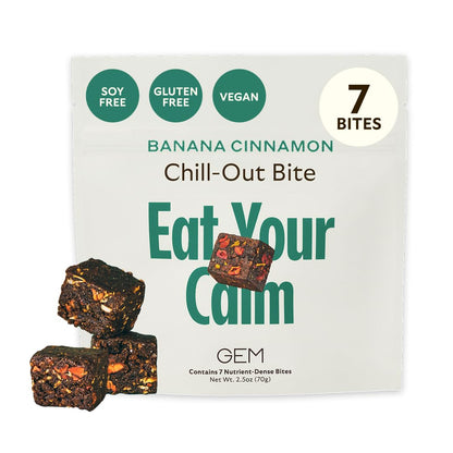 GEM Calm Bite | Supports Calm Mind & Clarity | Magnesium L-Threonate, Golden Chlorella, Lemon Balm | Holistic Non-Habit Forming | Gluten Free, Soy Free, Banana Cinnamon (7 Count) GEMBuy Supplements Australia