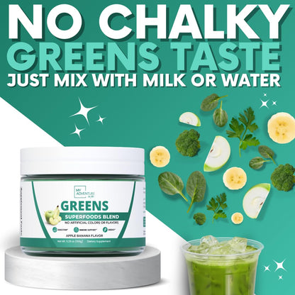Green Superfood Powder for Digestion & Gut Health - Keto Friendly Superfood Greens Blend Powder for Immune Support - Powdered Greens Supplement for Immune Boost - Apple Banana Flavor My Adventure to FitBuy Supplements Australia