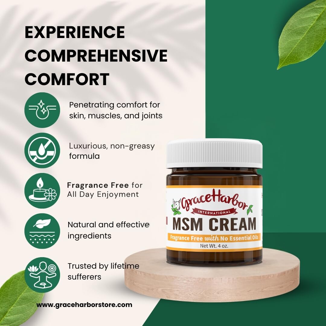 Grace Harbor MSM Cream – Variety 3 Pack – Daily Skin, Joint and Muscle Rub – Best Goat Milk Unscented Baby Lotion for Severly Dry Skin – Therapeutic Essential Oils and Fragrance Free – 4 oz Grace Harbor InternationalBuy Supplements Australia
