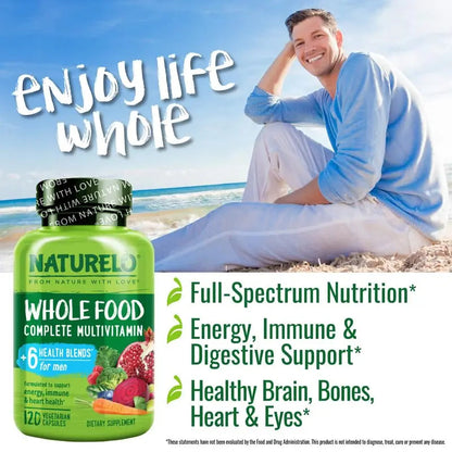 NATURELO Whole Food Multivitamin for Women - 120 Capsules and Whole Food Multivitamin for Men - 120 Capsules Bundle NATURELO