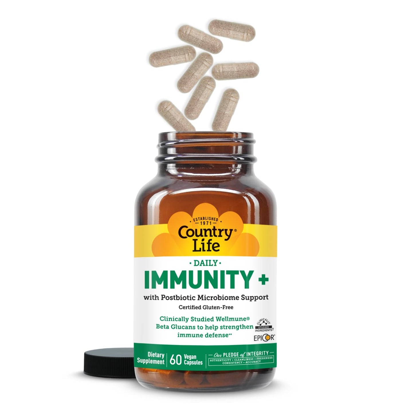 Country Life Immunity+ Supplement, 60 Capsules - Supports Immune and Gut Health - for Men and Women - Clinically Studied Ingredients, Vegan, Gluten Free, Certified B Corporation Country LifeBuy Supplements Australia