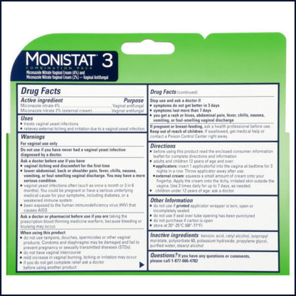 Monistat 3 Vaginal Cream, 3-Day Treatment Combination Pack, 3 Ovule Inserts and External Cream MonistatBuy Supplements Australia