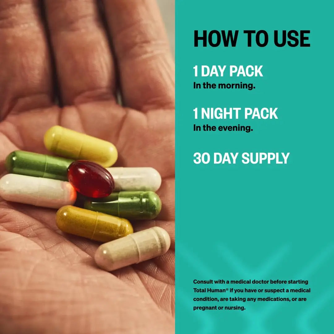 ONNIT Total Wellness & Performance Bundle: Total Human Multivitamin Packs (30-Day Supply) + Creatine Monohydrate Powder (30 Servings) ONNITBuy Supplements Australia