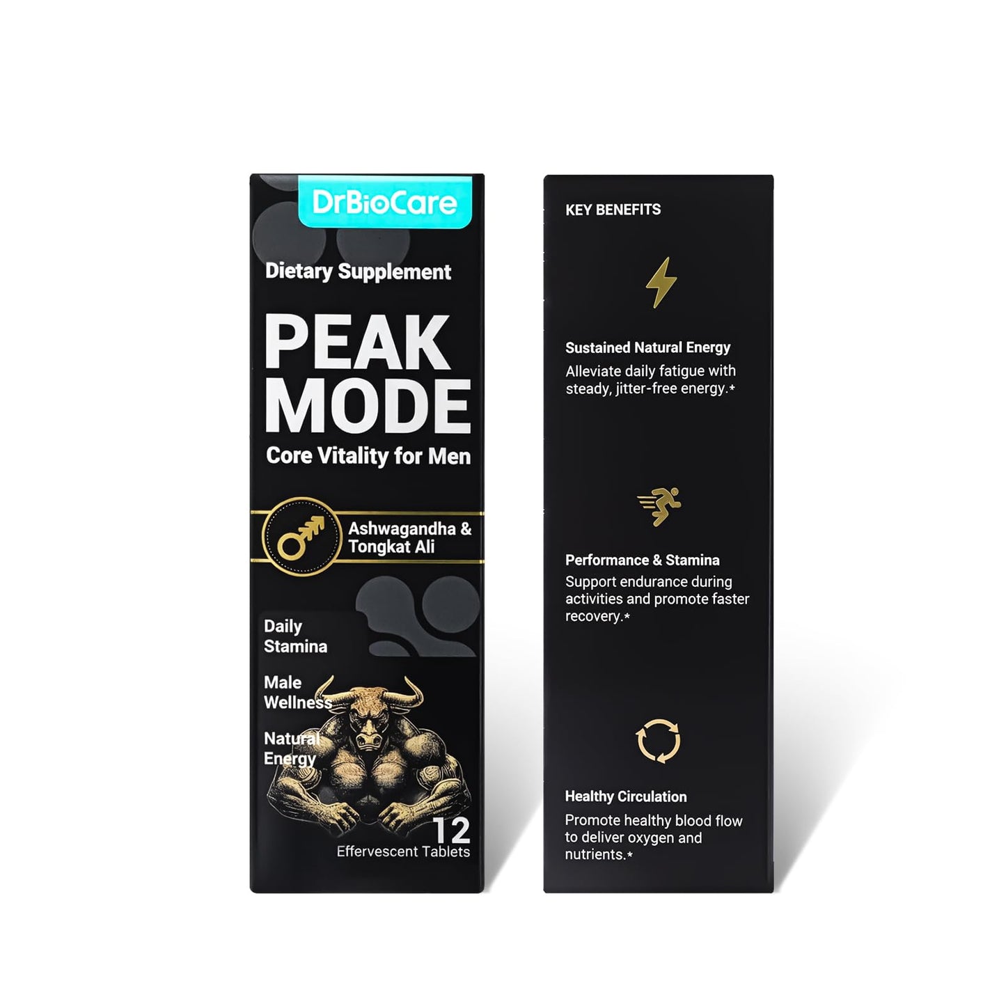 DrBioCare Peak Mode Core Vitality for Men 7-in-1 Effervescent Tablets | Tongkat Ali, Maca & L-Arginine，Ashwagandha, | Boost Stamina, Drive & Blood Flow for Good Performance | Berry Flavor 24 Tablets DrBioCareBuy Supplements Australia
