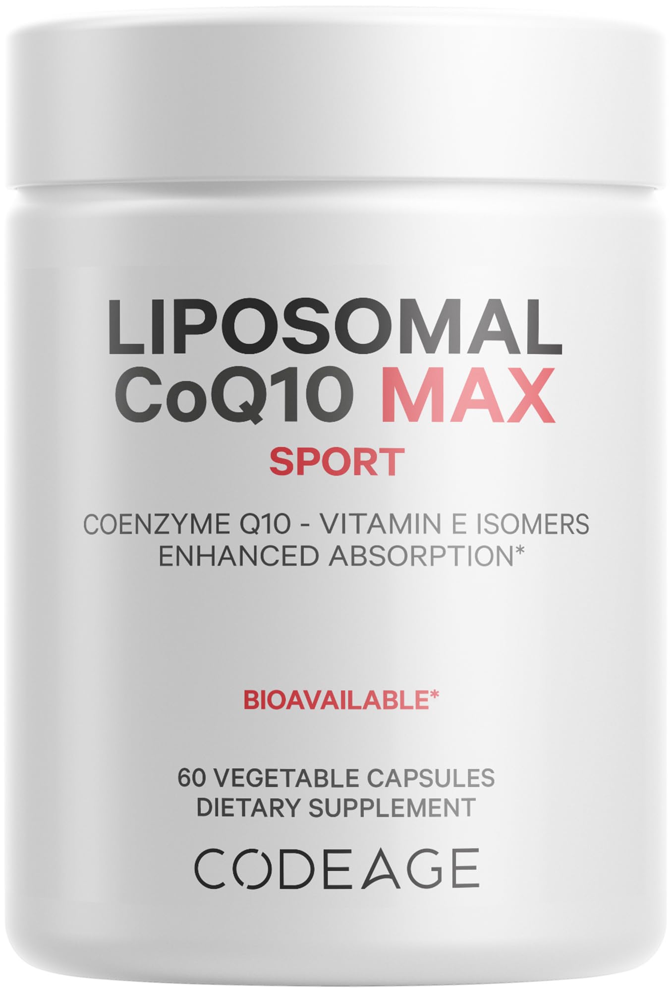 Codeage Liposomal CoQ10 Max Supplement - 250 mg Coenzyme Q10 with Vitamin E Isomers Tocopherols - 2-Month Supply - 1 Capsule Per Serving - Liposomal Delivery - Non-GMO, Gluten-Free - 60 Capsules CodeageBuy Supplements Australia