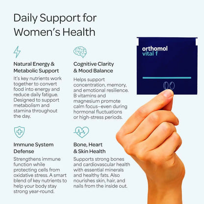 Orthomol Vital F Powder & Tablet Packet, Women's Multivitamin, 30-Day Supply, Vitamins A, B, C, D, E, K, Calcium, Iodine, Omega-3… Orthomol