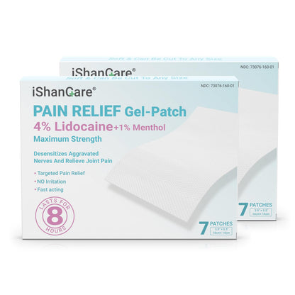 ishancare Lidocaine 4% + Menthol 1% Patches 14Count Fast Acting Maximum Strength Back Neck, Shoulders, Knees, Elbows Pain Relief - Temporary Nerve & Joint Pain Solution ishancareBuy Supplements Australia