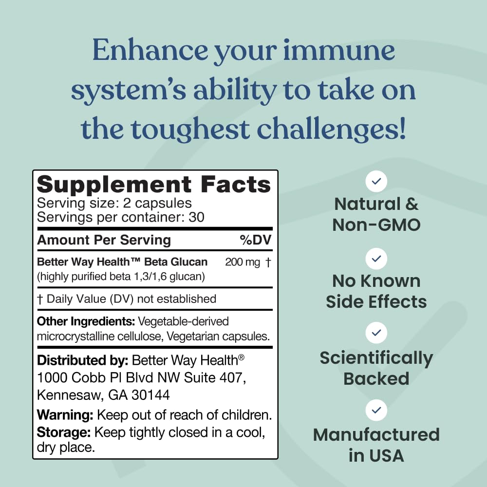 Better Way Health™ - Advanced Immune Readiness - Highly Purified 1,3/1,6 Beta Glucan 100 - Clinically Tested Immune Defense - 100mg/60 Capsules Better Way HealthBuy Supplements Australia