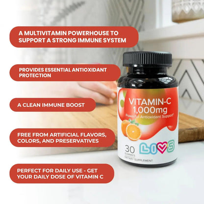 Vitamin C 1000mg Gummies for Kids & Adults |Antioxidant & Immune Support Supplement | Vegan Multivitamin for Hair, Skin & Nails LIVSBuy Supplements Australia