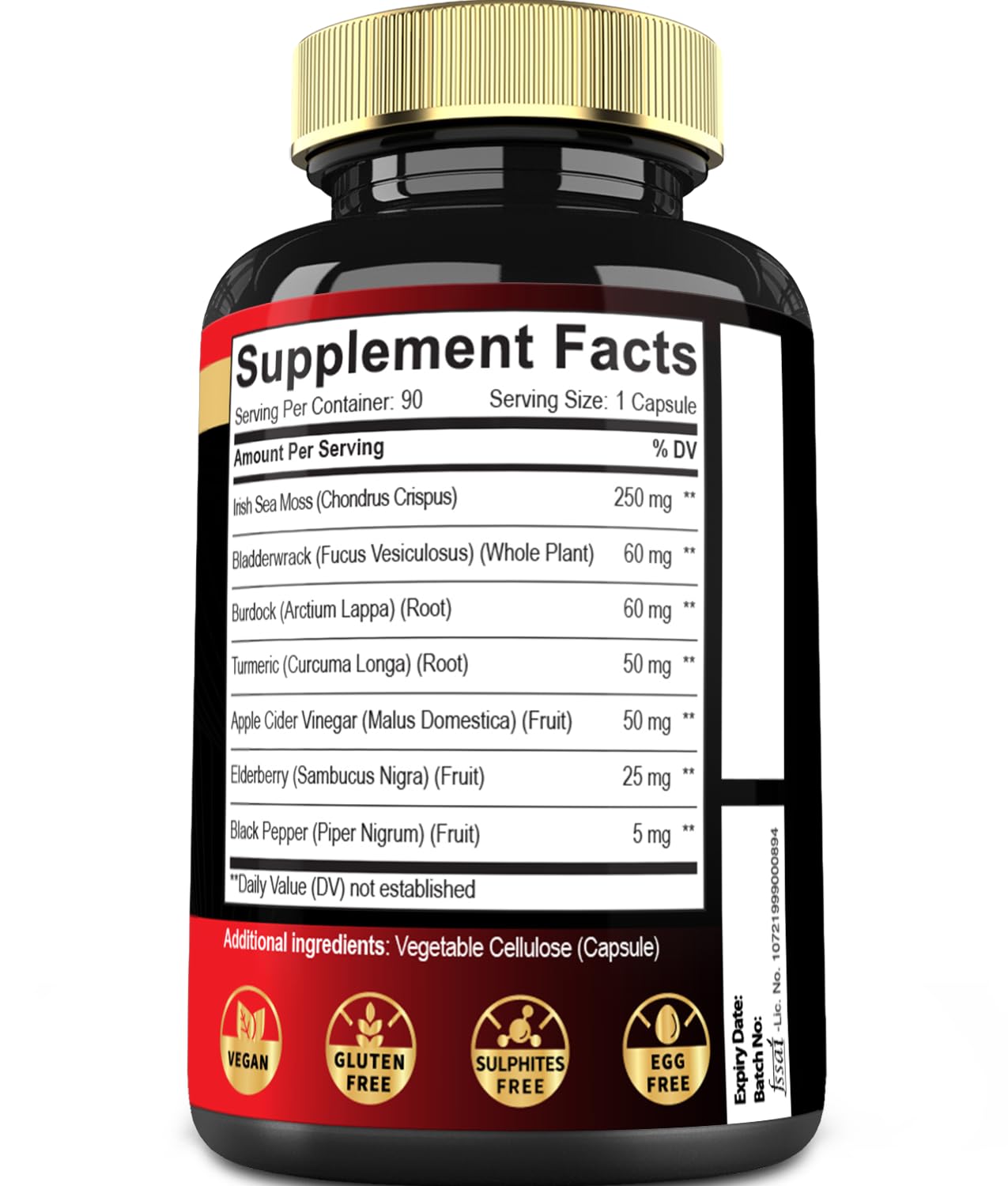7in1 Irish Sea Moss Capsules 6750 Mg with Organic Bladderwrack & Burdock Root, Turmeric, Apple Cider Vinegar - Raw Seamos Pills for Hair, Skin, Thyroid Healths - 90 Caps for 3-Month Supply MeciscoBuy Supplements Australia