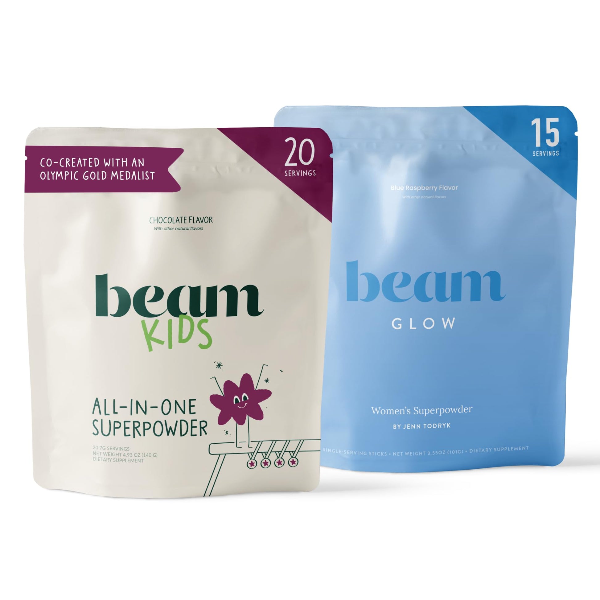 Beam Glow & Kids Wellness Bundle, Hormone Support for Women with Inositol & Ashwagandha, Superfood Powder with Fruits & Veggies for Kids' Growth & Immune Health BeamBuy Supplements Australia