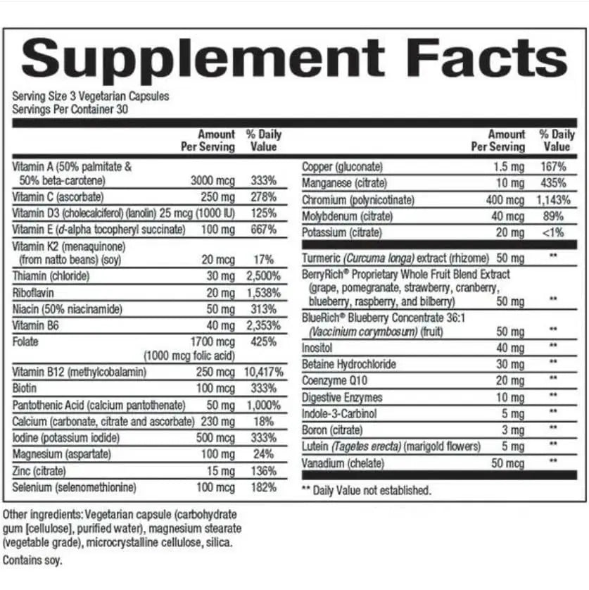 MultiFactors by Natural Factors, Women's 50+ Multivitamin & Mineral Formula, Dietary Supplement for Nutritional Support, 90 capsules (30 servings) Natural Factors