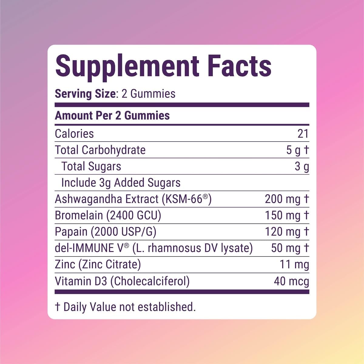 Del-Immune V + Ashwagandha - Brain Immune Gut™ (B.I.G.) Gummy - All Natural Immune & Gut Support with Zinc, Vitamin D3 + Digestive Enzymes (60 Gummies) Del-Immune VBuy Supplements Australia