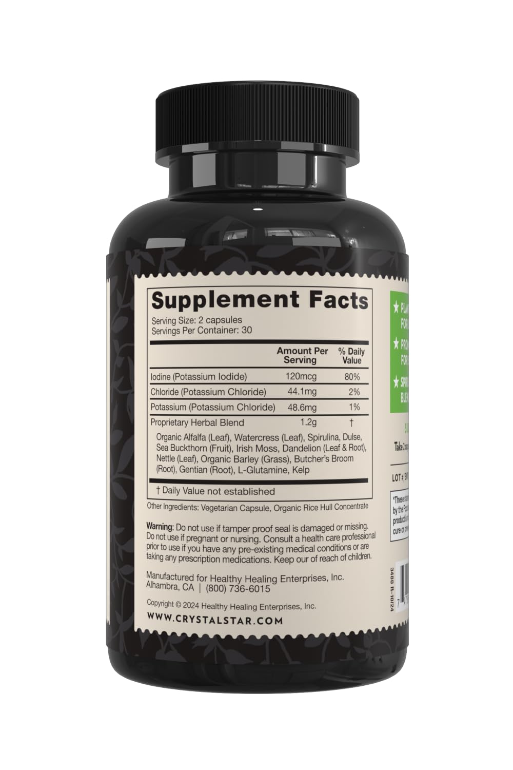 Crystal Star Ocean Minerals Supplement (60 Capsules) – Daily Herbal Supplement for Bone Health & Collagen – Sea Buckthorn, Spirulina & Organic Alfalfa - Non-GMO Crystal StarBuy Supplements Australia