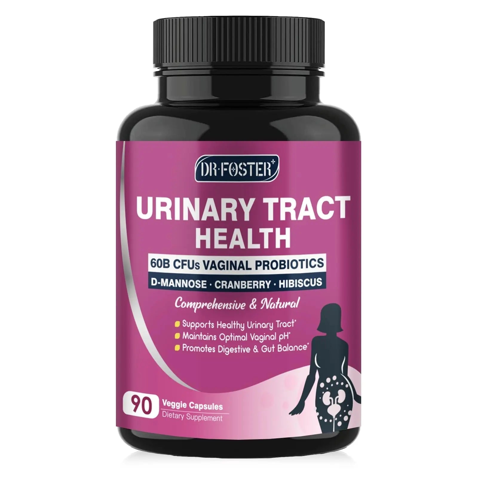 DRFOSTER Urinary Tract Health for Women, Vaginal Probiotics for Women pH Balance with D-Mannose, Cranberry, Probiotics and Prebiotics for Digestive Helath 90 Veggie Capsules DRFOSTERBuy Supplements Australia