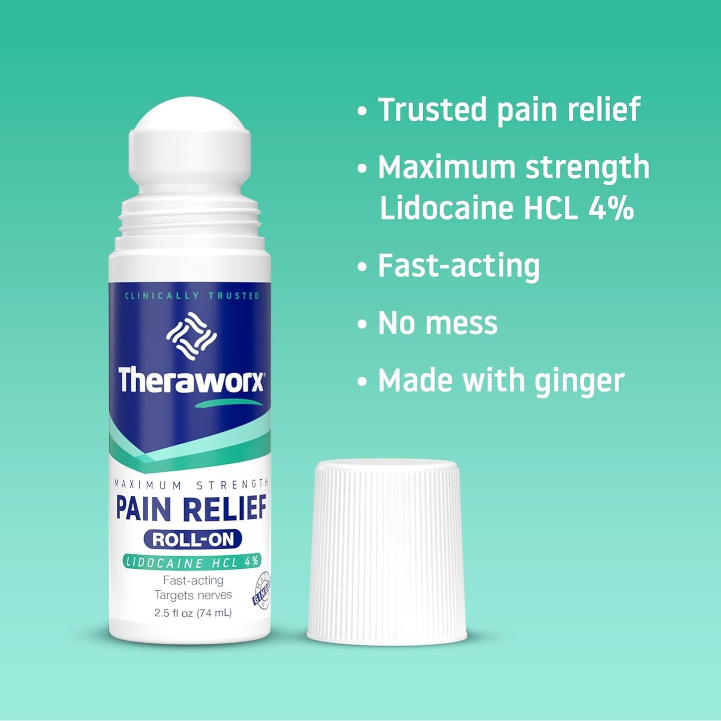 Theraworx Maximum Strength Pain Relief Roll-On with Lidocaine, Fast-Acting - 2.5 Oz - 2 Count TheraworxBuy Supplements Australia