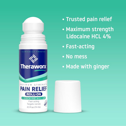 Theraworx Maximum Strength Pain Relief Roll-On with Lidocaine, Fast-Acting - 2.5 Oz - 2 Count TheraworxBuy Supplements Australia