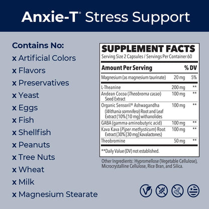 Anxie-T - Stress Relief Supplement - Supports Mood & Mental Focus - Feel Calm LifeSeasonsBuy Supplements Australia