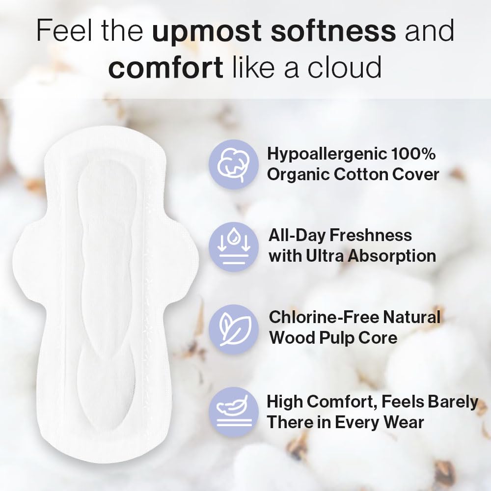 SANDIS Feminine Pad for Women - Regular 28 Count 100% Organic Cotton Ultra Thin with Wings SANDISBuy Supplements Australia