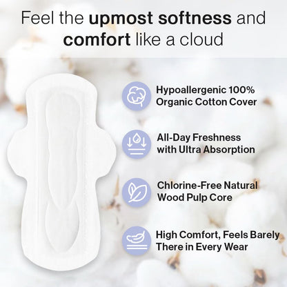 SANDIS Feminine Pad for Women - Regular 28 Count 100% Organic Cotton Ultra Thin with Wings SANDISBuy Supplements Australia