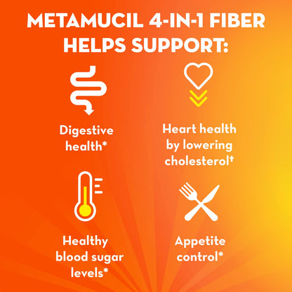 Metamucil, Daily Psyllium Husk Powder Supplement with Real Sugar, 4-in-1 Fiber MetamucilBuy Supplements Australia