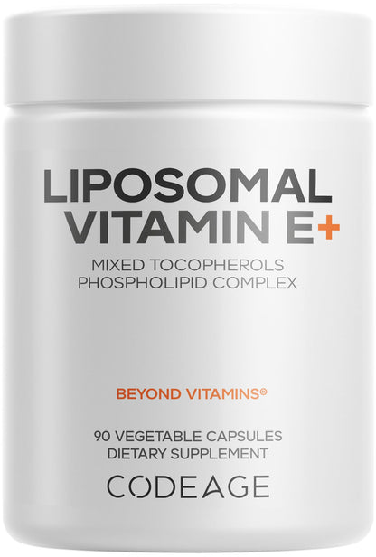 Codeage Liposomal Vitamin E Supplement - All Vitamin E Tocopherols - 3-Month Supply - Alpha Tocopherols, Beta, Gamma, and Delta - Liposomal Mixed Tocopherols - Non-GMO Phospholipid - 90 Capsules CodeageBuy Supplements Australia
