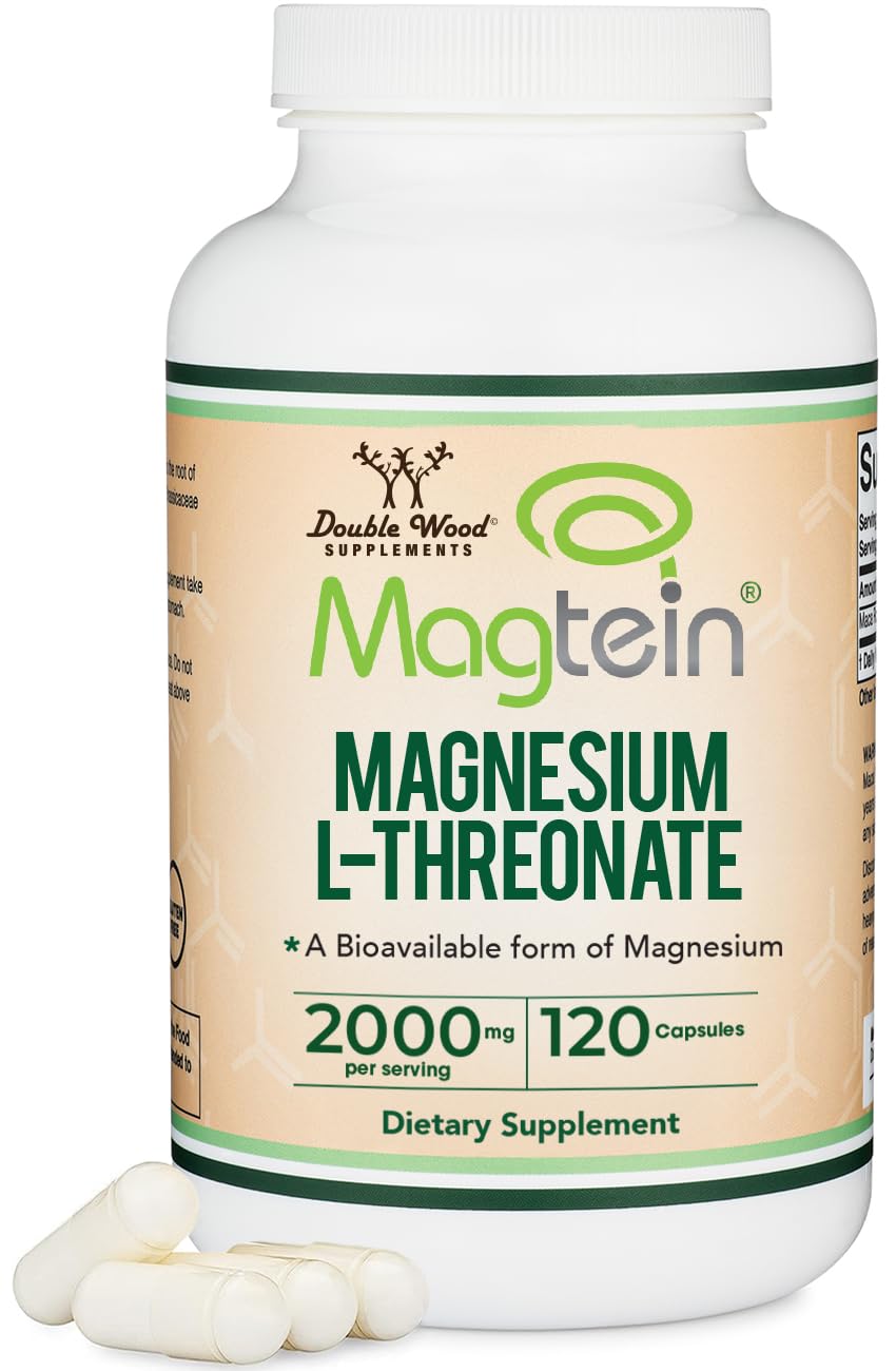 Magnesium L Threonate, Magtein, Sleep and Cognitive Support – High Absorption – Most Bioavailable Form of Magnesium – 2,000 mg – 120 Capsules Double Wood SupplementsBuy Supplements Australia