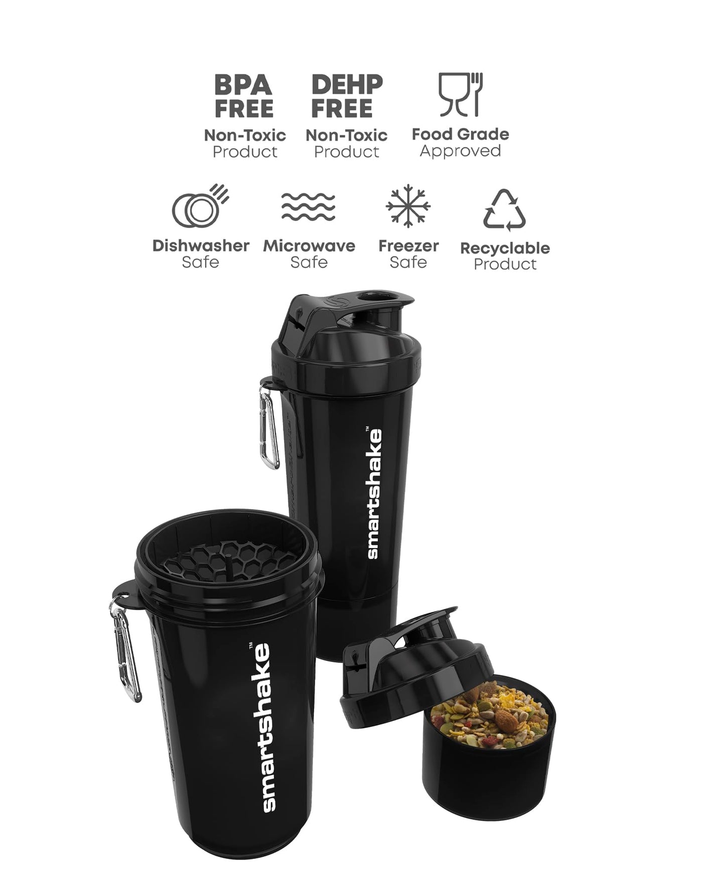 Smartshake Slim 4-Pack Protein Shaker Bottle 400 ml | 13.5 oz – Storage Included - Leakproof Screw SmartshakeBuy Supplements Australia