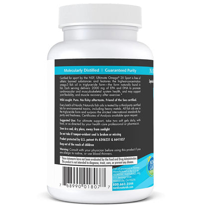 Nordic Naturals Ultimate Omega Sport 2X, Lemon Flavor - 60 Soft Gels - 2150 mg Omega-3 - NSF Certified Fish Oil with EPA & DHA - Heart & Muscle Health, Recovery - Non-GMO - 30 Servings Nordic NaturalsBuy Supplements Australia