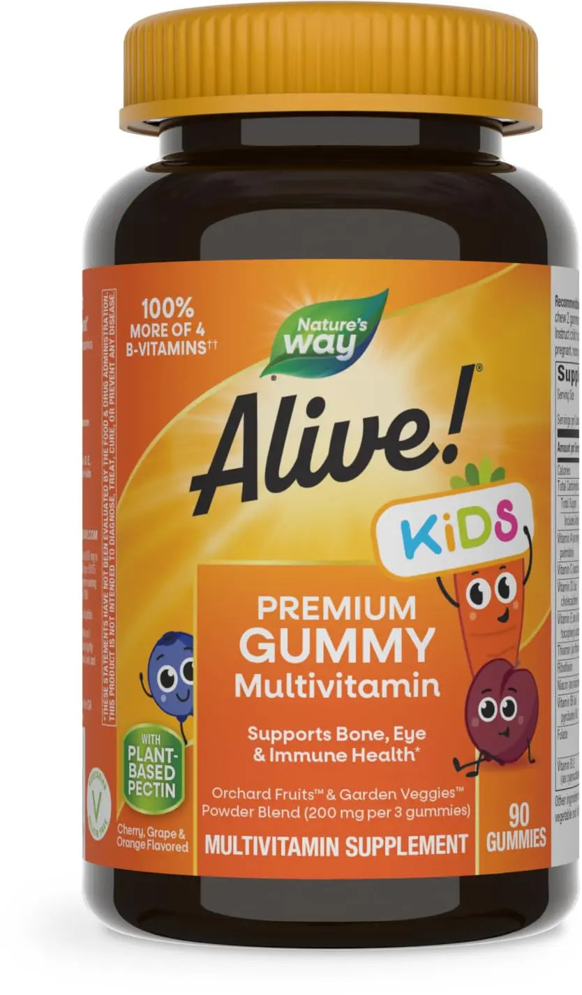 Nature's Way Alive! Children's Premium Gummy Multivitamin, Gluten Free, Made with Pectin, 90 Gummies Nature's Way